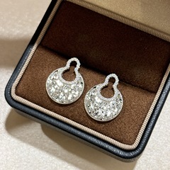 S925纯银 葫芦镂空碎碎冰耳钉轻奢小众设计感cnc工艺精致