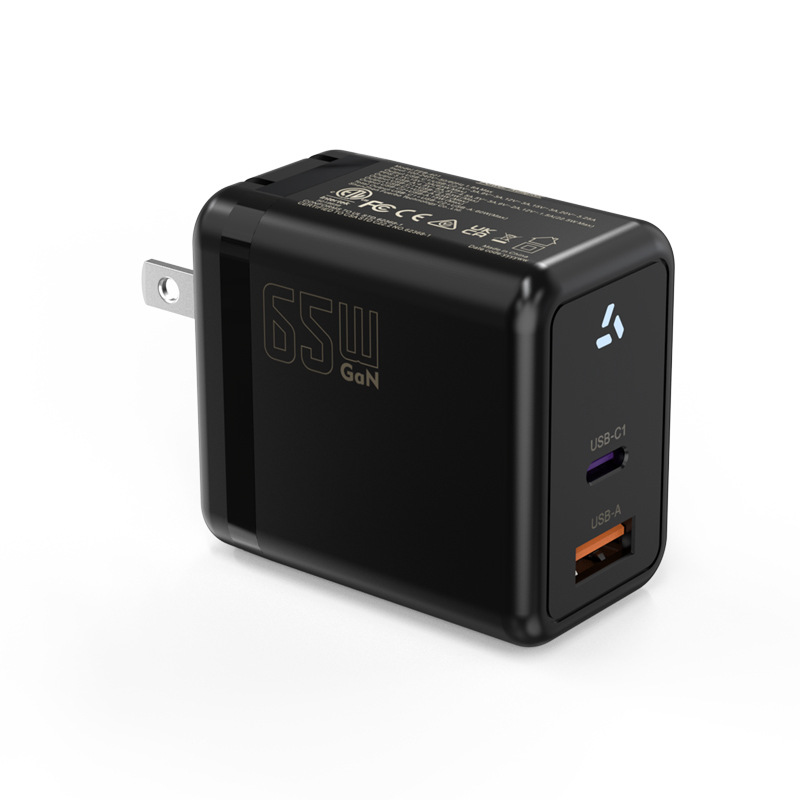 Cargador de doble puerto GaN65W estándar para adaptador de alimentación de teléfonos móviles de Apple ETL certificado PD carga rápida