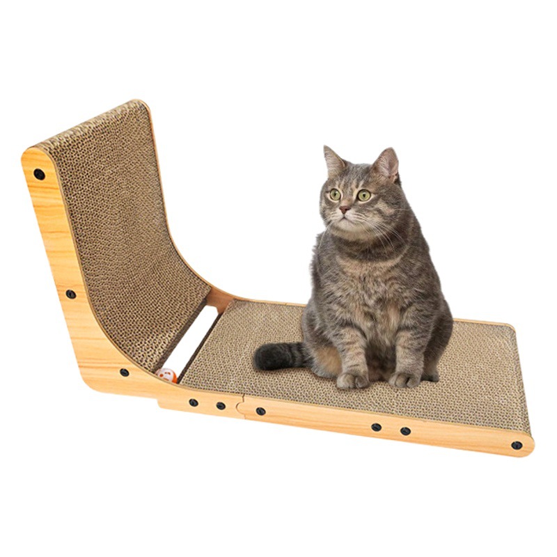 L-shaped cat scratch board 26.8 inches built-in catnip toy ball, indoor cat wall-mounted, vertical grinding claw board