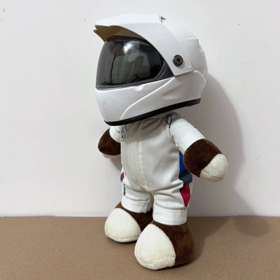 Motorcycle doll helmet bear AGV motorcycle gift racing mechanic motorcycle travel trunk decoration rally bear (Motosiklet dəbilqələri) - height-28cm-little-white-bear-cement-white-helmet