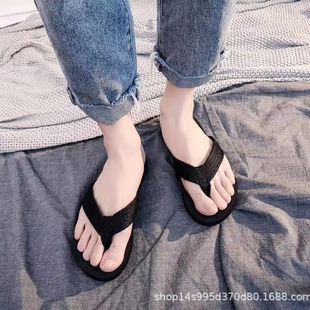 Flip-Flops for Men, Non-Slip Korean Style Personalized Slippers, Men's Summer Outdoor Thick-Soled Social Sandals, Student Beach Shoes, Comfortable