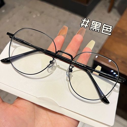  New Arrival Women's Anti-Blue Light Glasses: Trendy Metal Plain-Lens Frames in Popular Style, Ready-Made Myopia Options—Wholesale Available, Model 8036