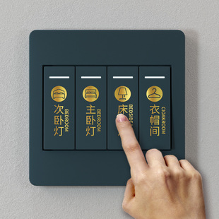 Golden Light Luxury Home Light Switch Logo Sticker Black Switch Creative Decorative Wall Sticker Seat Sticker Logo Shihuai