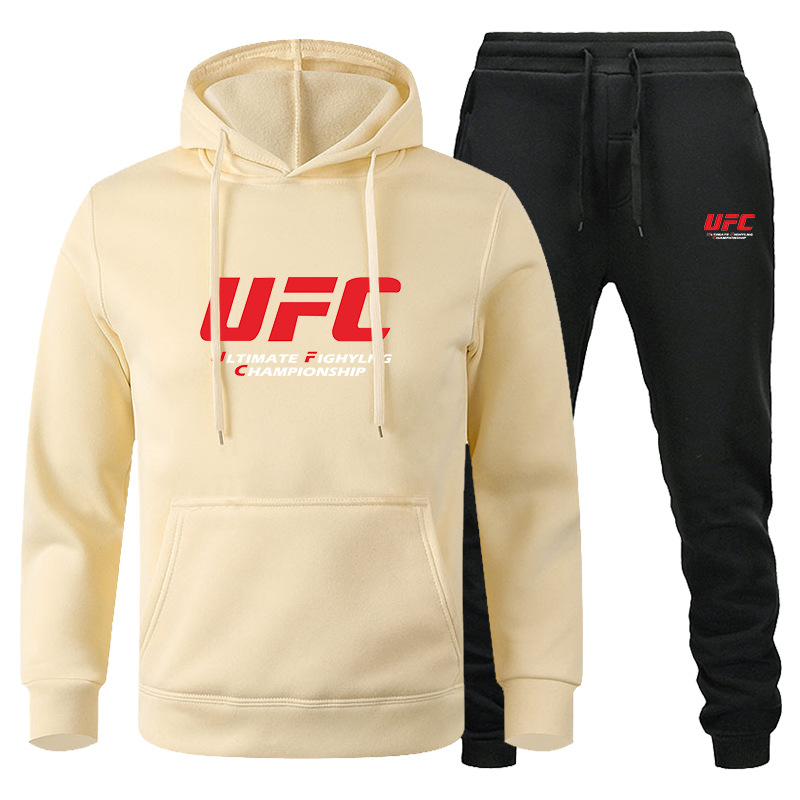 Traje de suéter de hombre transfronterizo de amazon otoño e invierno sudadera con capucha de lana roja UFC comercio exterior ocio traje deportivo