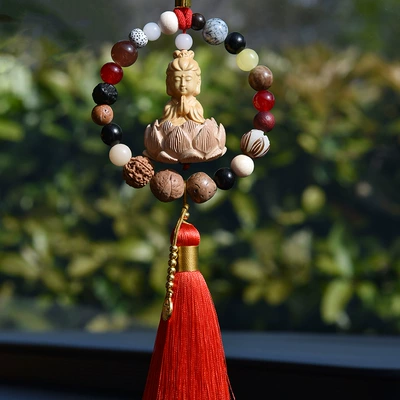 Pendant Car Bodhi Lotus Car — Car hanging - shibazi-guanyin-red