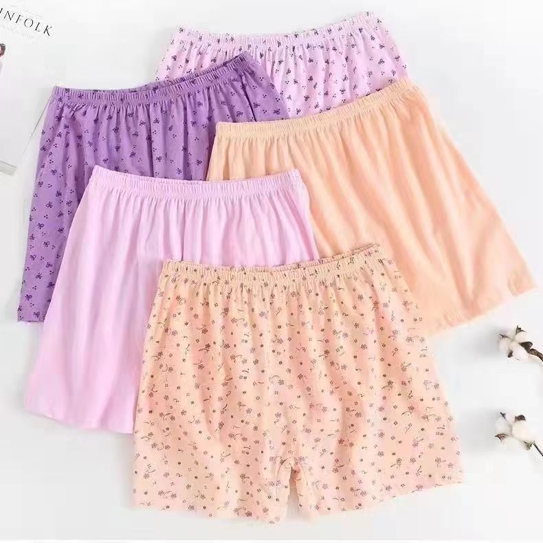 Middle-aged Granny Loose Mother High Waist All-cotton Panties Women's Four Corner Boxer Panties All-cotton Large Size Old Man Ann
