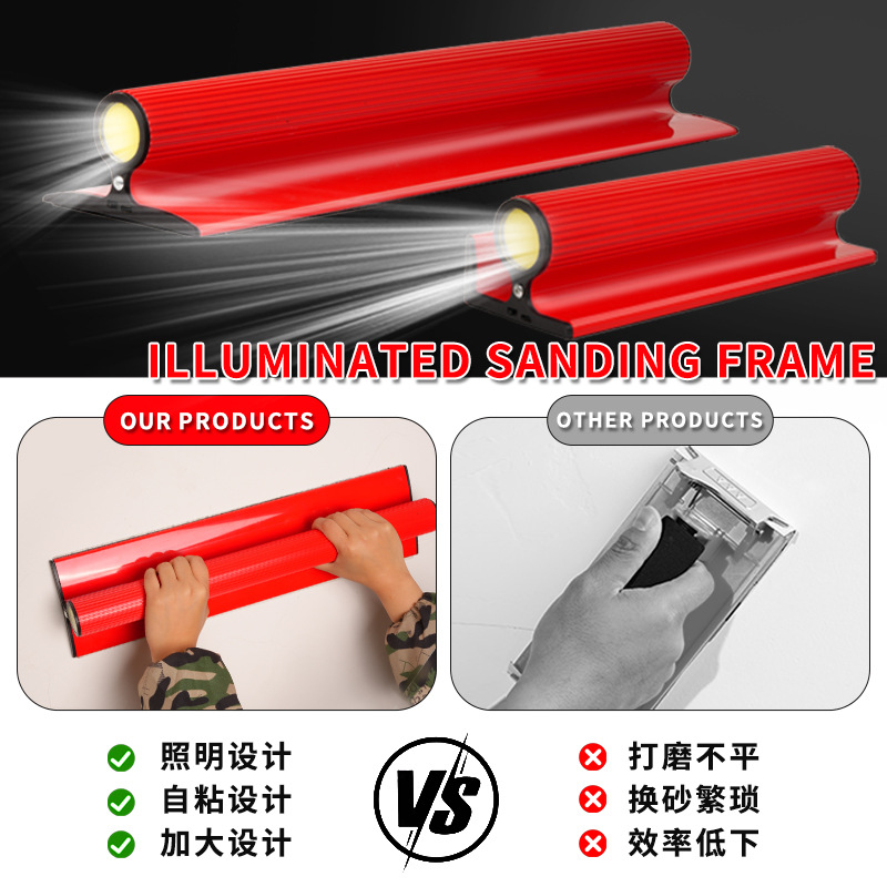 Soporte de papel de lija de iluminación autoadhesiva, papel de lija de pared pulido a mano, clip de herramientas, marco de arena, amoladora, clip de papel de arena, artefacto de pared