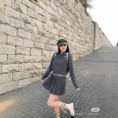 一件代发25早春新款南油高版miu系简约百搭时尚女翻领长袖针织衫
