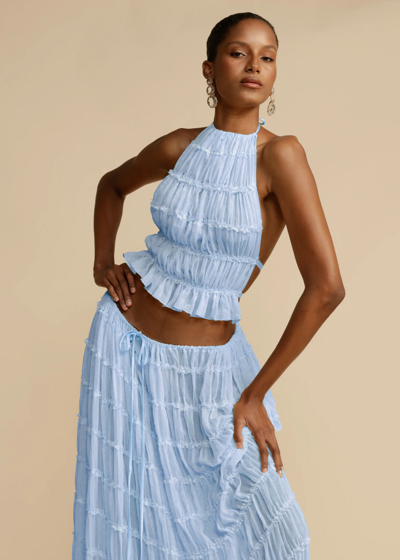 84g Weight Sleeveless Sleeve Length Polyester Fabric Type Skirt Co-ord Set Sets Type 2 Pieces Set Quantity Daily, Beach, Date Occasion Halter Neck Neckline Regular Fit Fit Type Solid Color Pattern Summer Season Women's Gender Sexy Style Daily Beach Date Women's Sexy Solid Color Polyester Skirt Co-ord Set Skirt Sets 22