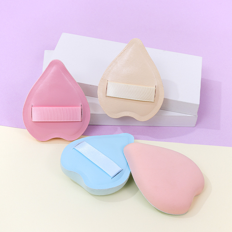 Puff de algodón de azúcar en forma de corazón personalizado de fábrica sin comer polvo, cojín de aire de esponja de maquillaje de poliuretano grueso grande al por mayor