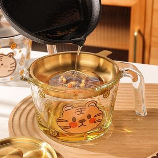 Oil Filter Pot Glass with Filter Large Capacity Kitchen Oil Storage Tank Household Fried Food Filter Oil Residue Scale Cup