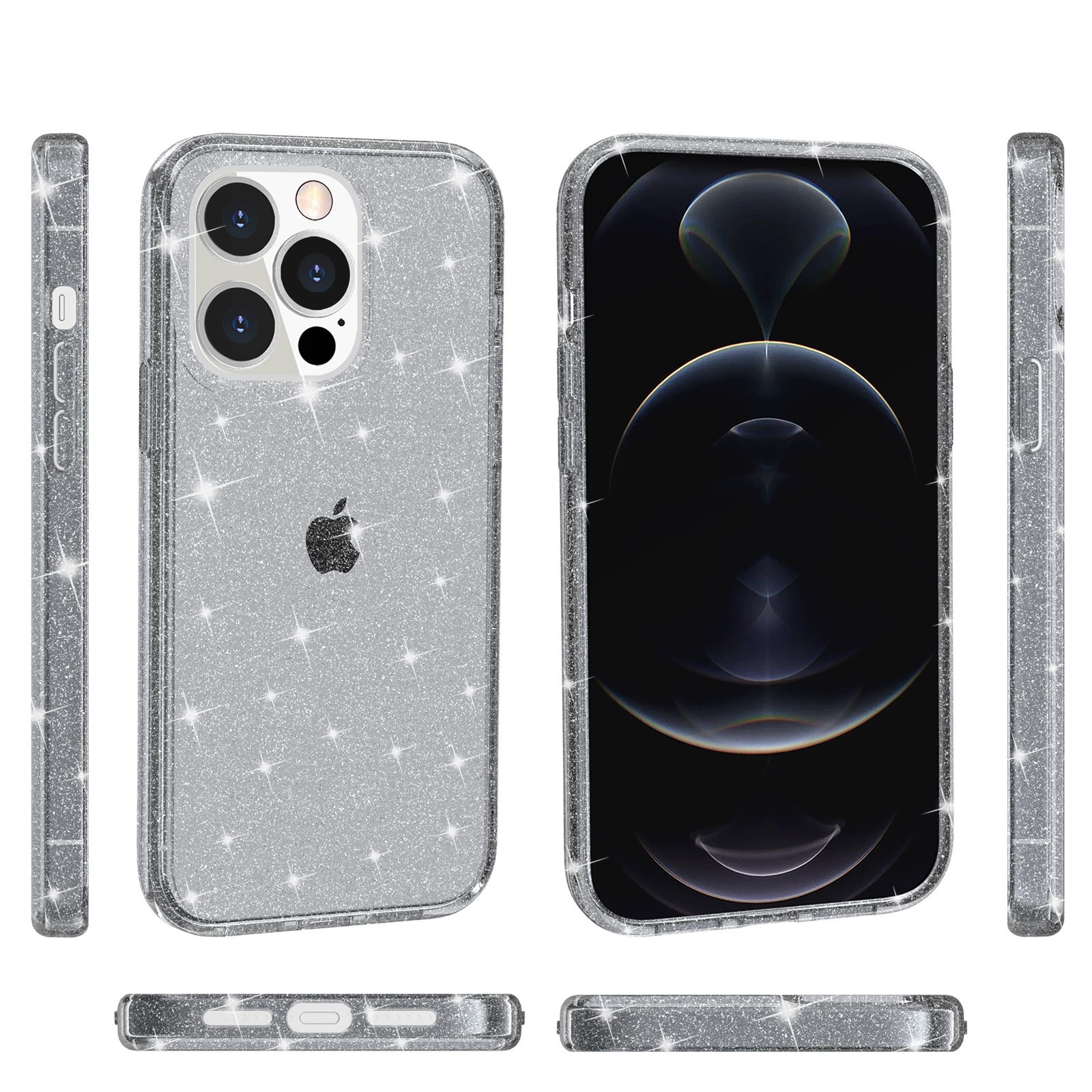 Чехол для телефона совместимый с iPhone 7–17 Pro Max Terminator, прозрачный блестящий эффект, защитное усиление 2.2 мм