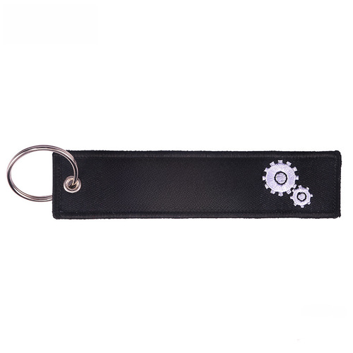 Black and White Textured Drop A Gear Keychain Embroidery Keychain Decor for Cars and Motorcycles Gift