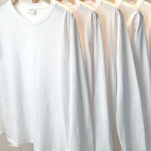 300g新疆棉纯棉长袖t恤女宽松圆领内搭打底衫白色上衣秋季免烫