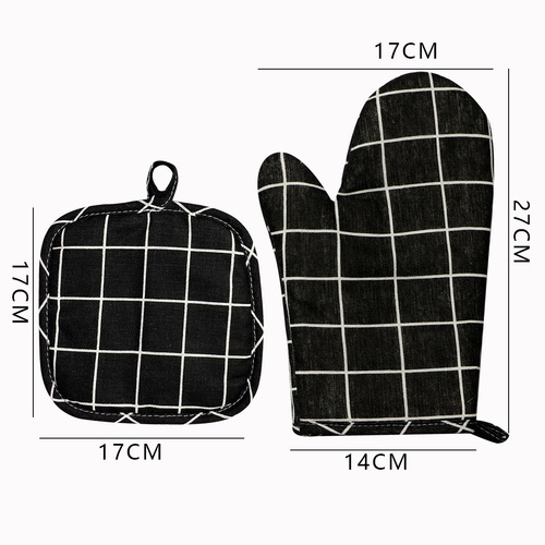 Wholesale Cotton and Linen Simple Microwave Oven Heat Insulation Gloves High Temperature Resistant Oven Gloves Baking Heat-Resistant Gloves Set 