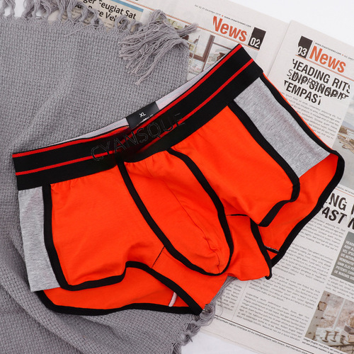 Men's underwear direct from the manufacturer, antibacterial, breathable, comfortable, personalized sports underwear, pure cotton straight-leg pants, mid-rise, large size