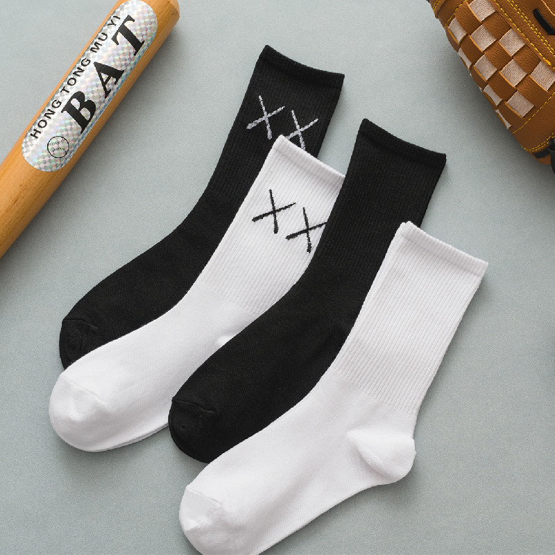 Socks Men's Spring and Autum Stockings Pure Color Xx Casual Versatile Mid-Stockings Men's and Women's Black and White Gray All-Season Sports Socks Socks Men's Spring and Autum Stockings Pure Color Xx Casual Versatile Mid-Stockings Men's and Women's Black and White Gray All-Season Sports Socks
