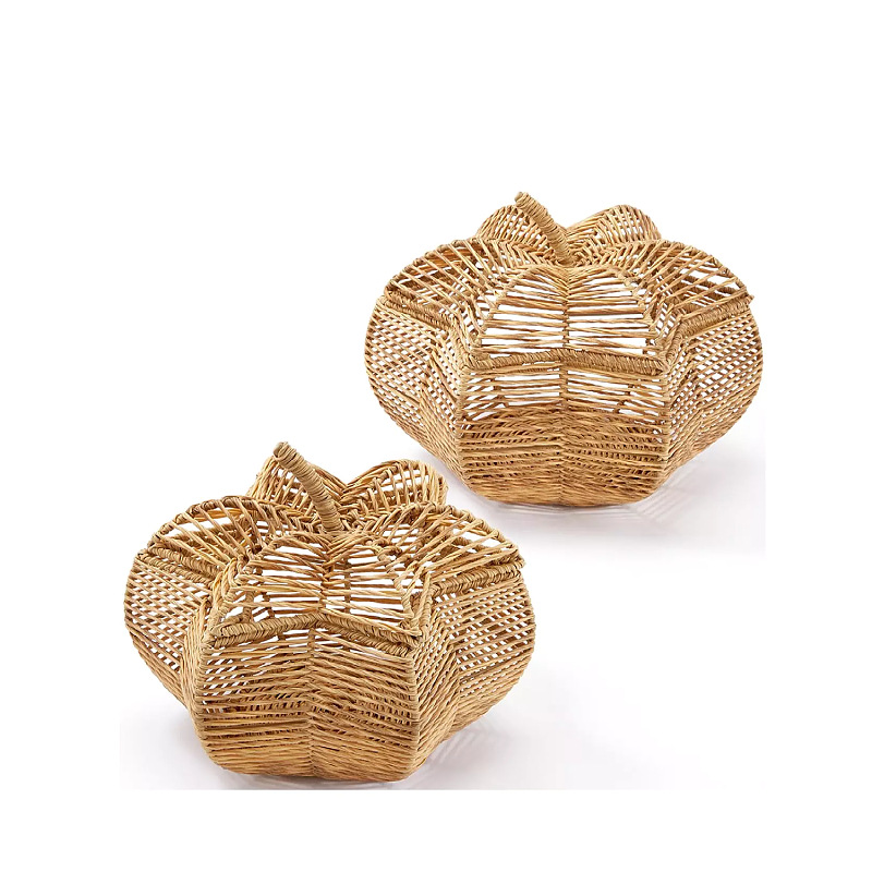 Cestas de almacenamiento de calabaza tejidas a mano al por mayor Cestas de almacenamiento de verduras de calabaza Cestas de almacenamiento de escritorio Cestas de artículos de decoración del hogar