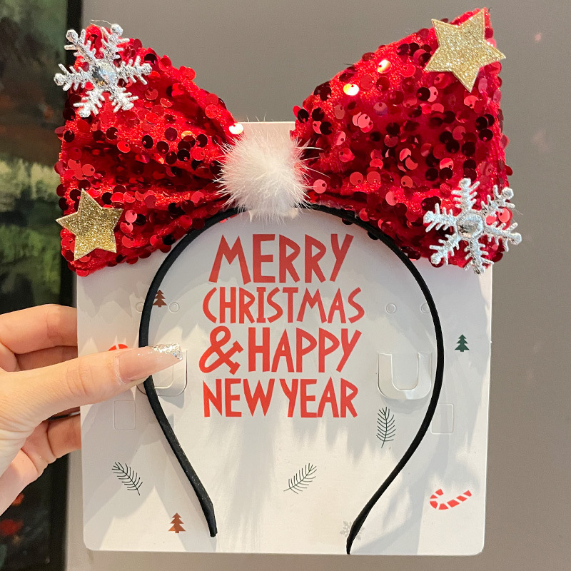 Bonito Minnie arco de cabeza de Navidad mujer dulce cabello fijación de cabello fiestas de cabello adornos de tocado