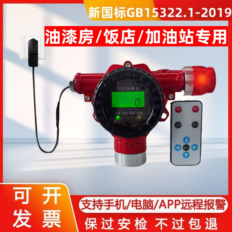 固定式220V可燃气体探测器独立式氢气氨气油漆燃气泄漏浓度检测仪