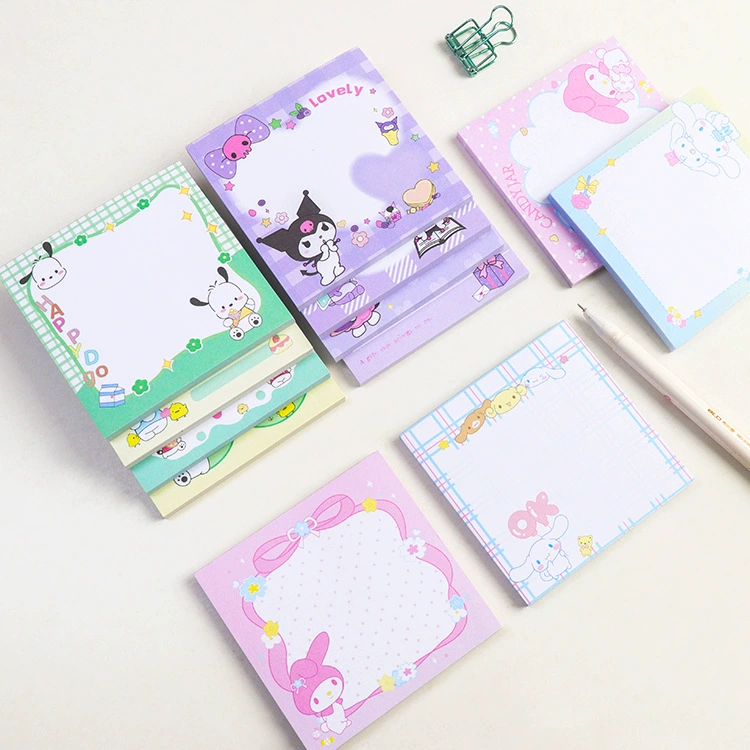 Блокнот-мем (Sanrio) 2095 Kuromi дизайн — 9×9 см, легкие заметки на липком листе с несколькими обложками