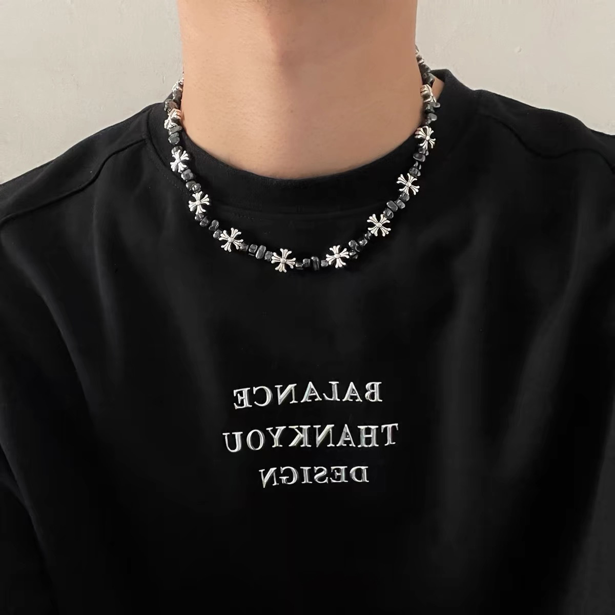 Cross Flower Trendy Men's Collarbone Chain Women's Niche Design Sweatshirt Necklace Hip Hop Style Geometric Pattern Alloy Jewelry display picture 6