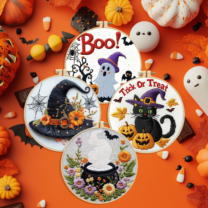 Mona Lisa real bordado de bordado cruzado Halloween colección de bordado simulación de dibujos animados nueva decoración de bordado de hilo de vacaciones