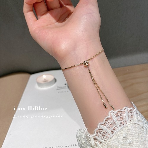 Korean style four-leaf clover micro-encrusted zircon bracelet with adjustable drawstring design cat’s eye clover jewelry