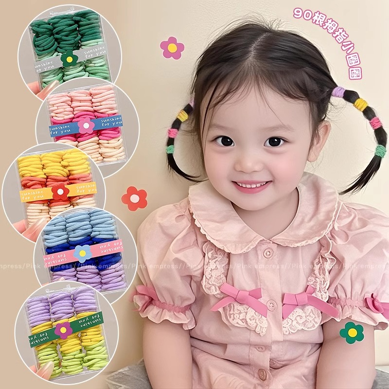 Color caramelo para niños banda elástica pequeña alta elasticidad no daña cabello de niña pulgar anillo de cabello de cabello de cola de caballo cuerda de cabeza bebé