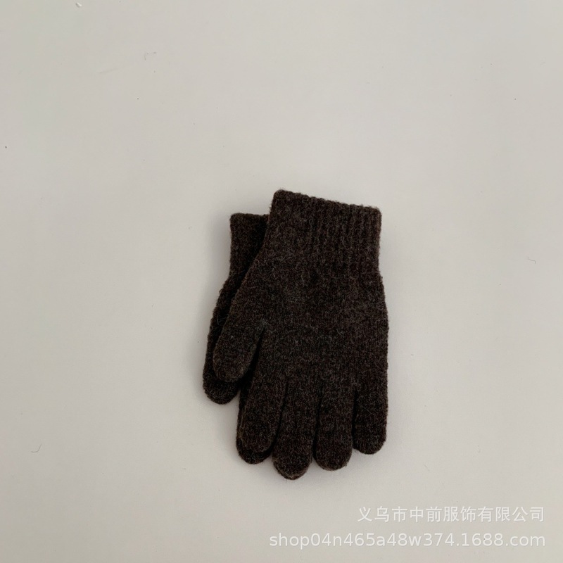 韩版儿童纯色百搭针织手套潮2025冬季男女童宝宝保暖防寒分指手套|undefined