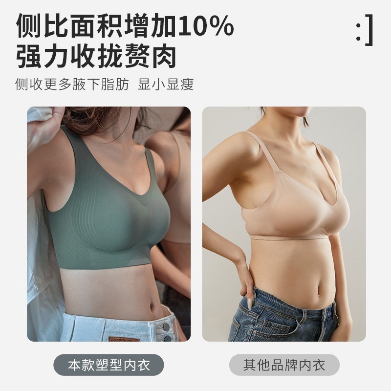 Plus tamaño suave soporte jalea ropa interior grande pecho pequeño sujetador inalámbrico sin costuras hembra push up soporte superior sujetador de la taza fija