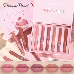 Cross-border dragonranee lip glaze 6-piece set matte matte non-stick cup nude color lip gloss cute set