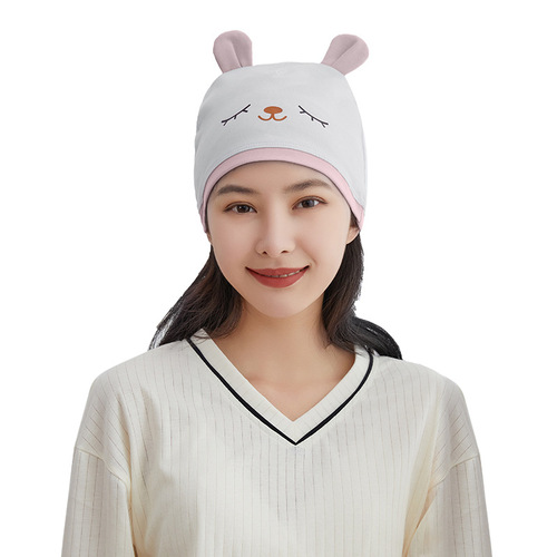 Wholesale  New Postpartum Hat with Cartoon Face Pattern Postpartum Sitting-in-Hospital Head Scarf Cotton Maternity Postpartum Hat