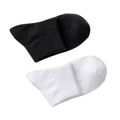 Socks for men black and white sports girdle mid-calf men's socks simple solid color men's sweat-absorbent versatile cotton short socks