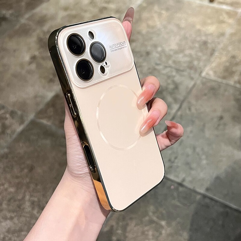 iPhone16ProMax携帯電話ケースに適していますApple 15電気メッキ大型ウィンドウ細いサークル磁気オールインクルーシブ落下防止ハードケース|undefined