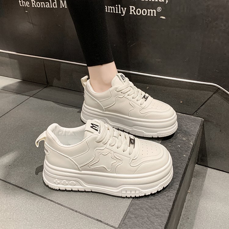 Women's Casual Running Shoes Thick Sole Versatile Black Star_voghion.com
