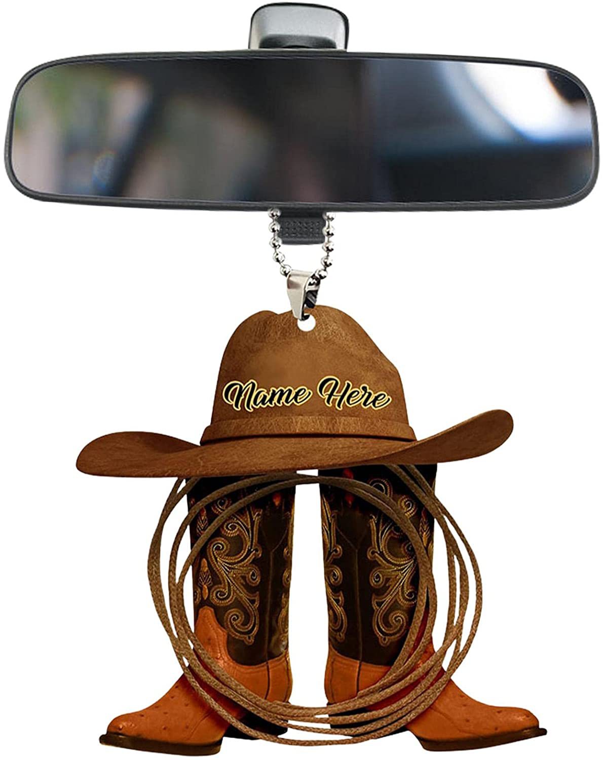 Transfronterizo nuevo coche interesante colgante decoración personalizada botas de vaquero y sombrero colgante de coche plano