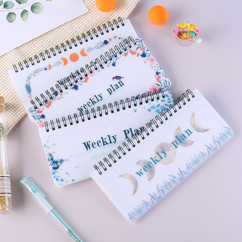Guirnalda fresca fase lunar semana desgarrable plan diario libro Portátil bobina flip-up Bloc de notas 4 opciones