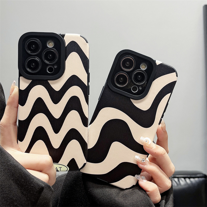 Suitable for Apple iPhone 1514pro13211xsmaxr87 phone case with wave zebra pattern_voghion.com