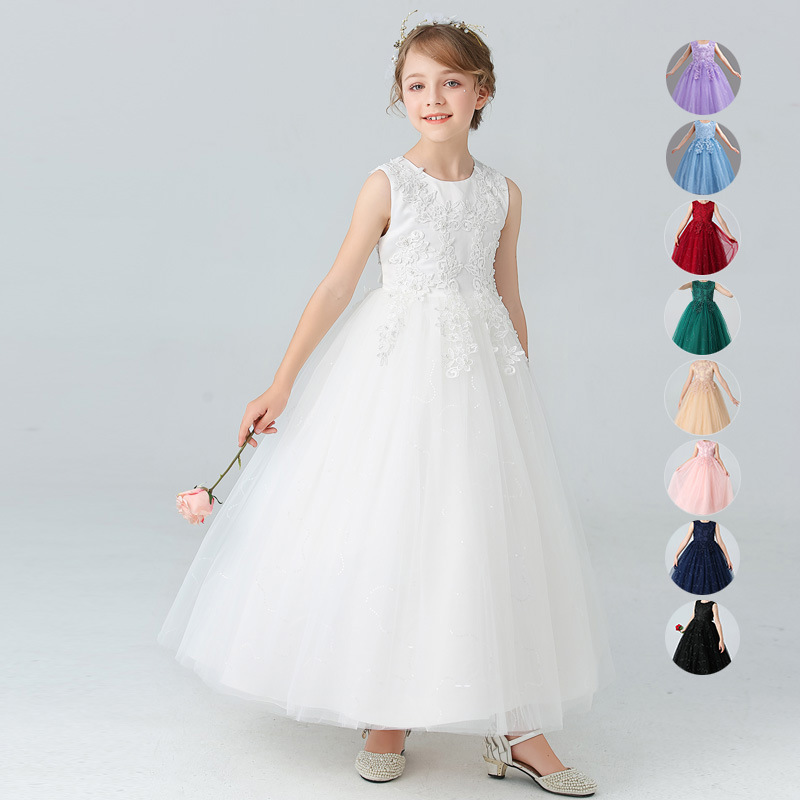 Cross-Border Popular Children's Wedding Dresses, Fluffy Flower Children's Clothing, Performance Clothes, Medium and Large Children's Clothing, Princess Dresses, Girls' Dresses