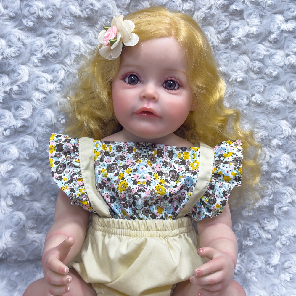 Muñeca de baño para acompañar bebés 55 ojos de fábrica directa muñeca de simulación juguetes caseros grandes cabello largo cm