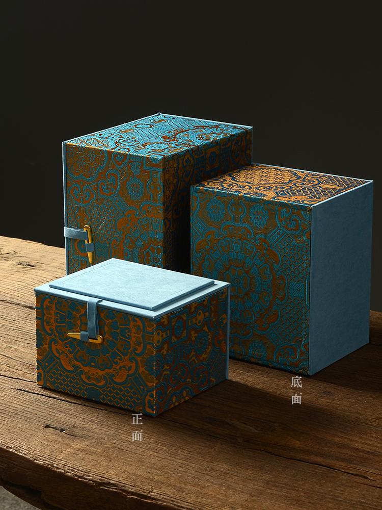 Caja de brocado de terciopelo tetera taza de té artesanía decoración almacenamiento caja de regalo caja de embalaje de arena púrpura caja de regalo