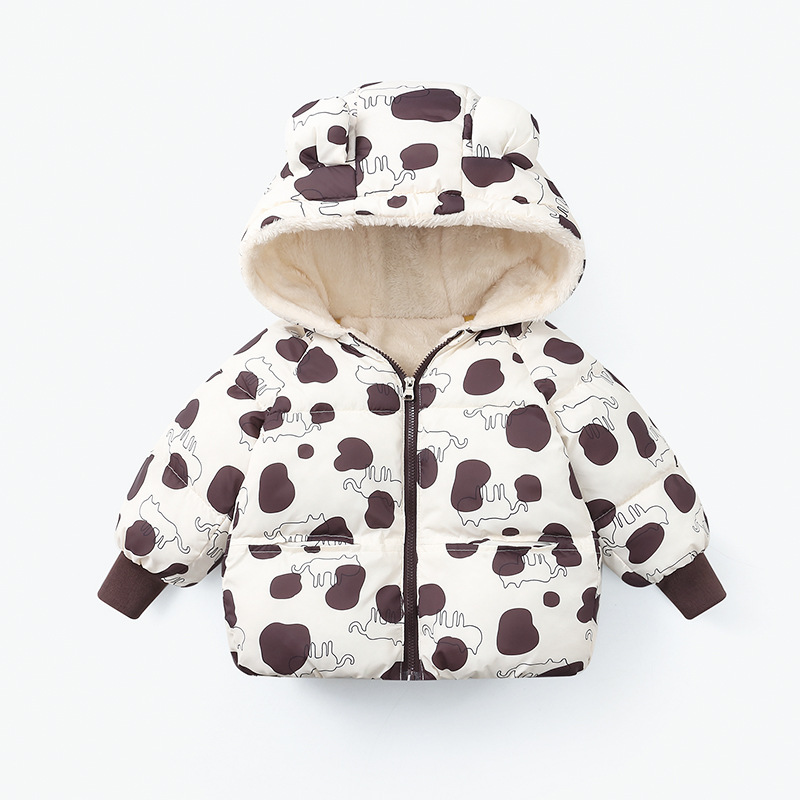 New winter children's clothing, stylish and thick cotton-padded coat for girls and boys, hooded, warm, versatile, and suitable for outdoor wear.