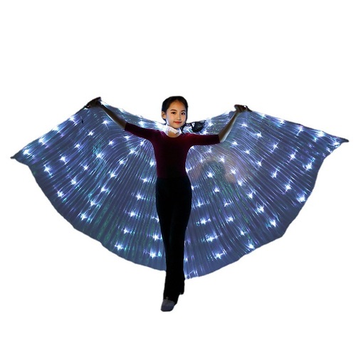 Children Egypt queen belly dance  Led glitter wings for kids girls belly performance props LED luminous dance wings cape angel luminous LED wings princess cape