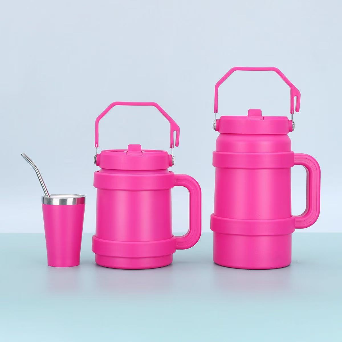 Portable al aire libre 50oz Toneladas Toneladas Toneladas Taza de paja de almacenamiento en frío de gran capacidad Mango Copa Bingba Taza termo de acero inoxidable 304