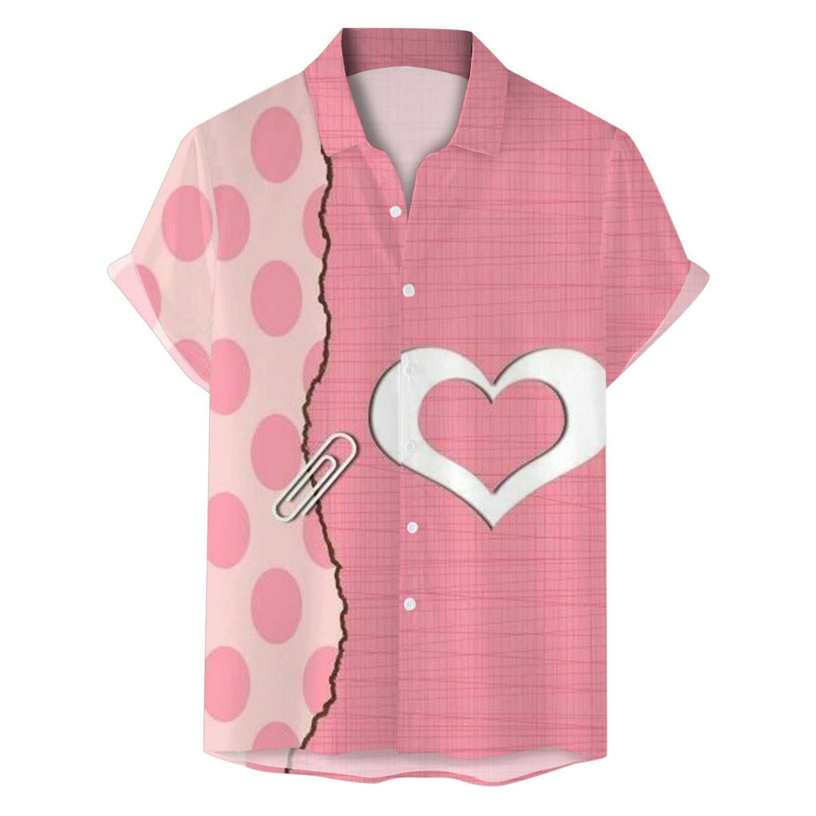 3d love blusa de manga corta con estampado digital, cita romántica, camisa de un solo pecho transpirable de estilo casual de todo fósforo MB1