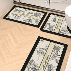 Retro Light Luxury Bathroom Mat Set of Three, Toilet Non-Slip Foot Mat, U-Shaped Toilet Seat Cover, Diatomaceous Earth Absorbent Mat