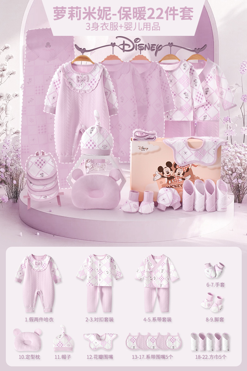 ディズニー ベビーギフトボックス 新生児服 純綿セット 新生児 女の子 満月祝いギフト 高級