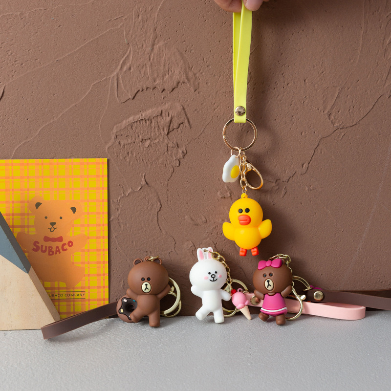 韩国可爱小熊公仔钥匙扣卡通兔子汽车链创意造型包包情侣挂件饰品