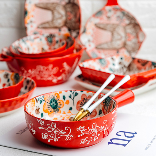 Creative cartoon Christmas ceramic bowl tableware household baking tray soup bowl salad bowl personalized plate bowl dishware
